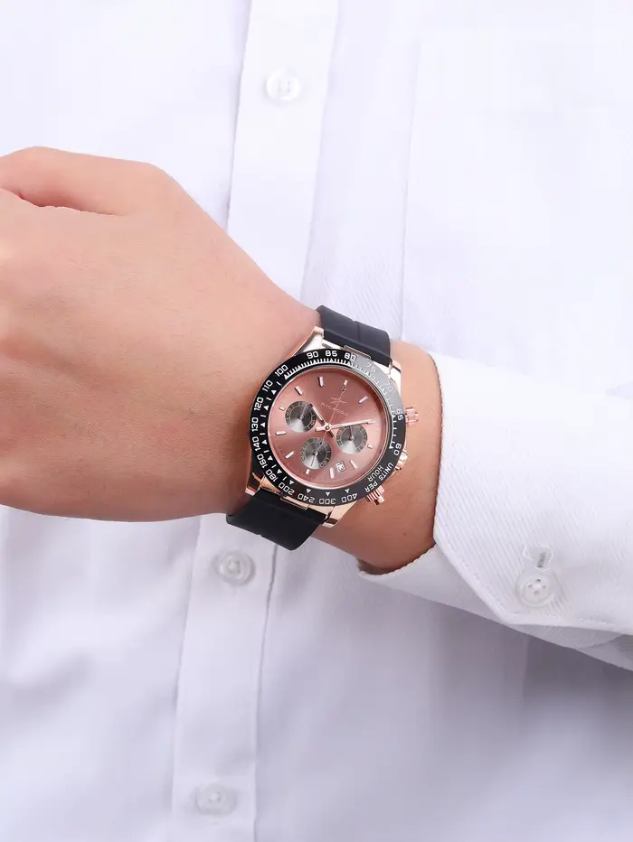 Ricecgo Montre pour homme haut de gamme à trois yeux et six broches