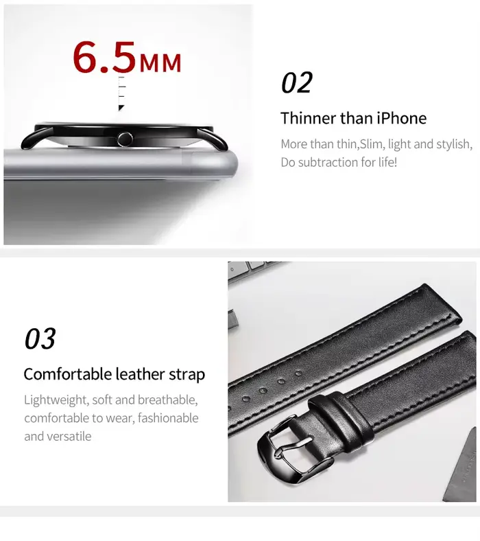 Nouvelle montre OLEVS Quartz pour hommes ultra-mince 6.5mm minimaliste résistante à l'eau avec affichage de date pour occasions professionnelles et décontractées