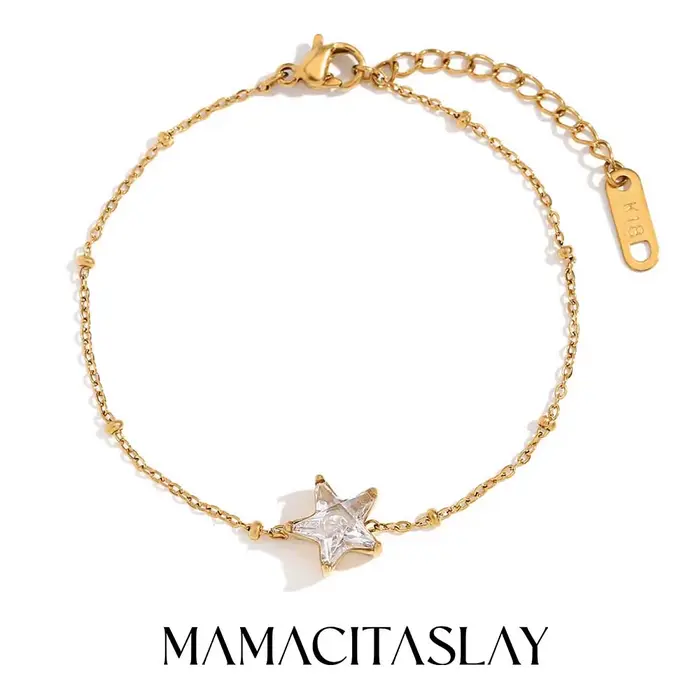 Élégant étoile étincelante chaîne mince bracelets sans ternissement étanche bracelet en acier inoxydable bijoux à la