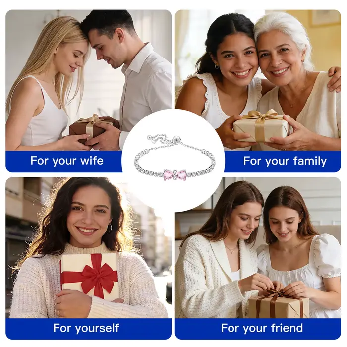 PANPOKI Nouveau Bracelet en Argent Sterling 925 Série Douce Nœud Rose Maillons Chaîne pour Femme Bijoux Tendance Anniversaire Cadeaux Raffinés