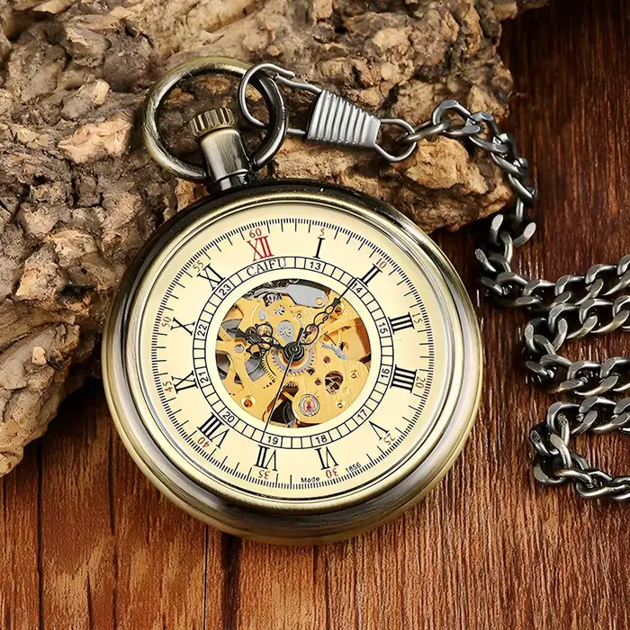 Montre à gousset — Montre de poche mécanique automatique créative à chiffres romains pour femmes, ho
