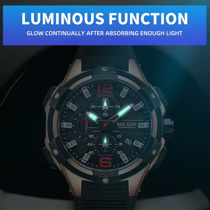 MEGIR 47MM cadran Sport montres pour hommes mode Quartz montre-bracelet étanche bracelet en Silicone mâle chronographe horloge Montre Homme
