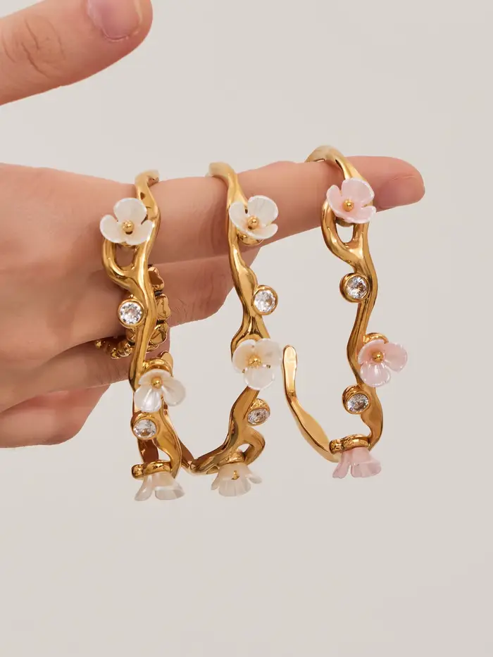 Bracelet à fleurs roses et blanches de haute qualité pour femmes