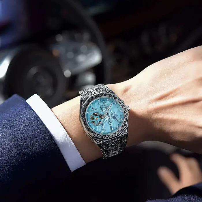 Montre Automatique FORSINING Squelette Rétro Vintage Bracelet Acier Occasions Spéciales Homme