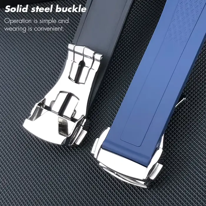 Bracelet de montre convexe en caoutchouc fluoré FKM souple