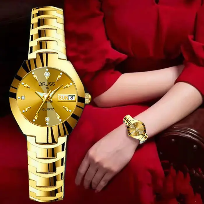Montre de couple à quartz étanche pour hommes et femmes