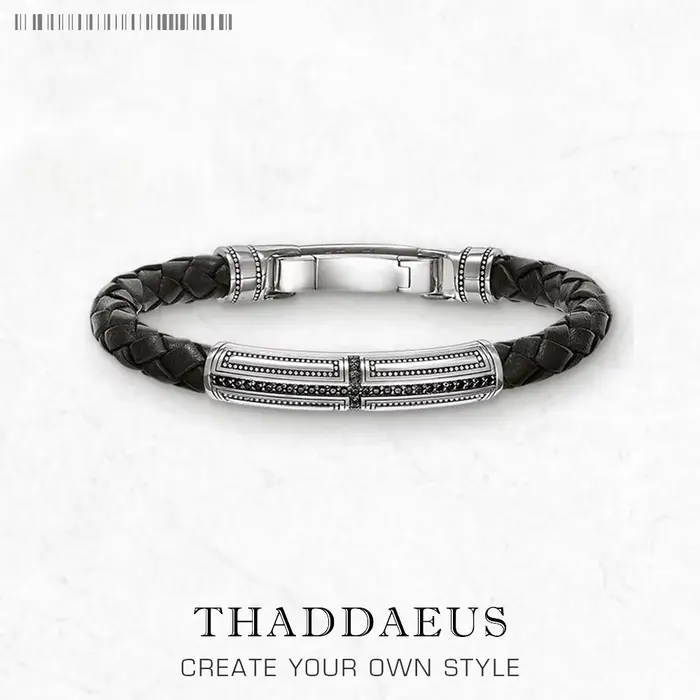 Tout nouveau Bracelet en cuir croix, Europe 925 en argent Sterling rebelle décontracté bijoux de mod