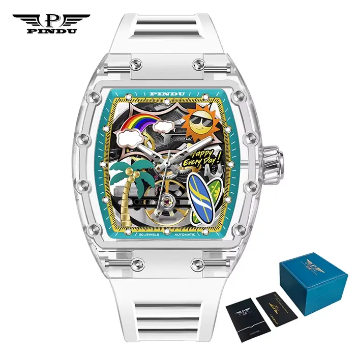 Nouvelle montre PINDU, design de cadran unique, montre mécanique pour homme, montre tendance pour la