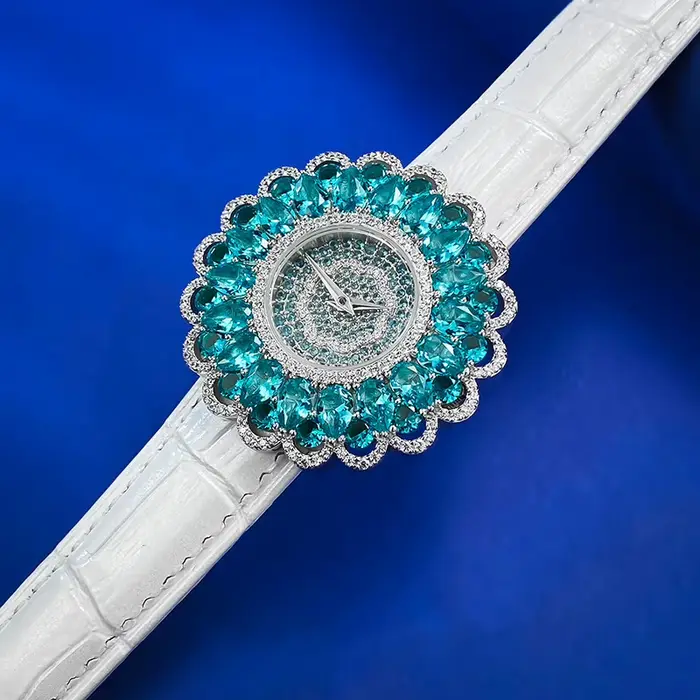 ZOCA montre de luxe Bling haute qualité Paraiba Tourmaline pierres précieuses