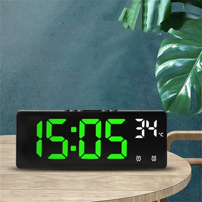 Réveil à commande vocale numérique température Date 2 alarme USB alimenté toujours sur Snooze horloge de Table Mode