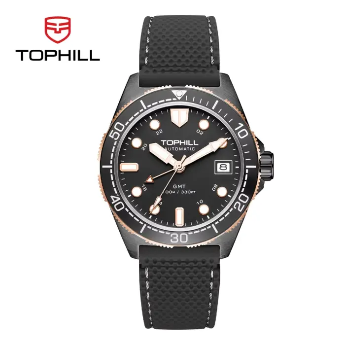 Montre automatique Tophill TD011G avec lunette en céramique résistante à l'eau 100m pour hommes styles sportifs et élégants ocassions diverses
