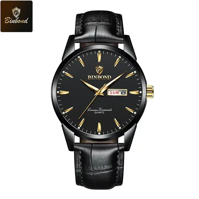 BINBOND Top marque de luxe montre de mode pour hommes étanche horloge homme Date Quartz montres bracelet en cuir