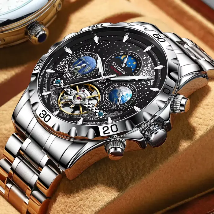 GLENAW Design hommes montres haut de gamme de luxe mode affaires Montre automatique