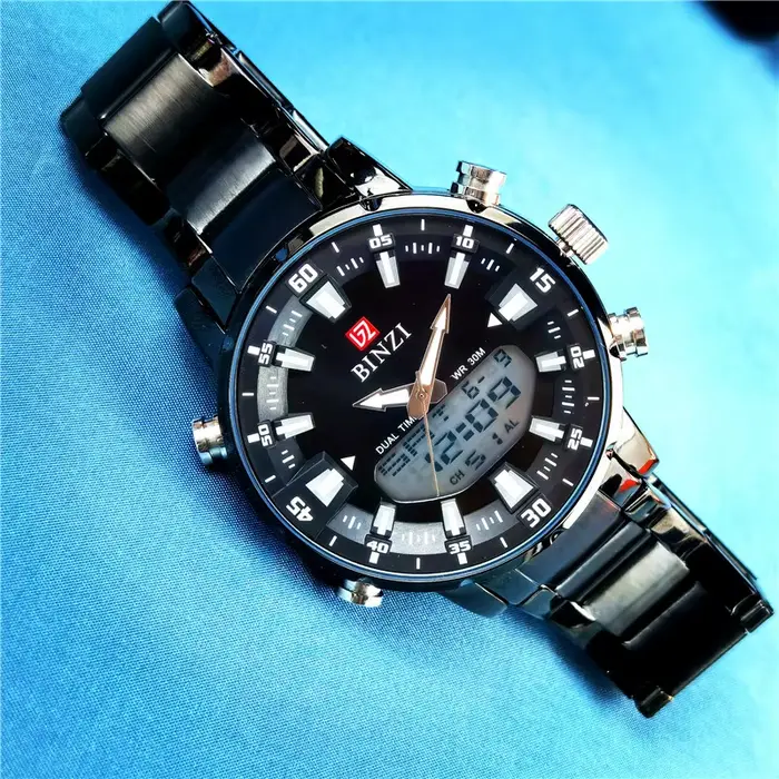 Montres chronographes à quartz dorées pour hommes