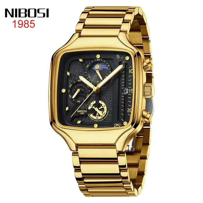 NIBOSI 2025 hommes montres haut de gamme de luxe chronographe montre à Quartz