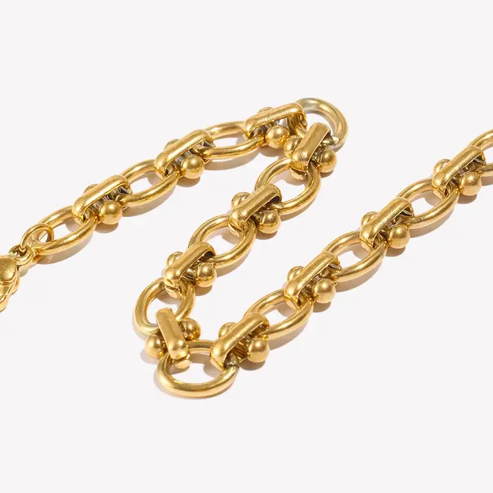 E B belle boutique officielle fleur ovale Bracelet chaîne fait à la main plaqué or 18 carats Bracelets