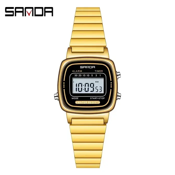 SANDA 6053 montre numérique de luxe pour femmes élégant étanche sport LED affichage