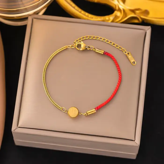 Bracelet en corde rouge en acier inoxydable pour femmes et filles