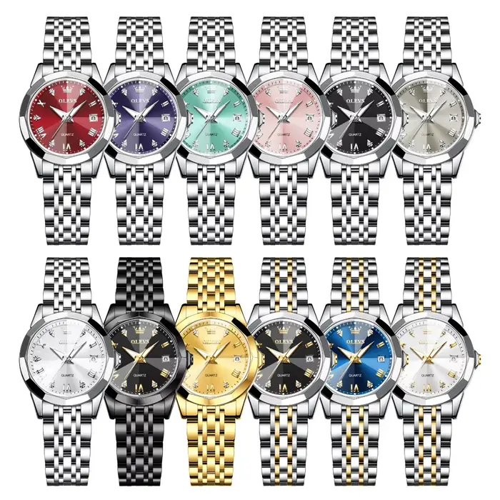Montre élégante pour femmes en acier inoxydable avec mouvement Quartz, résistance à l'eau, design lumineux et personnalisation de couleur