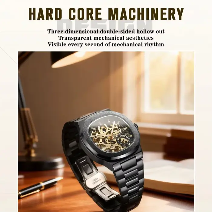 Nouvelle montre automatique en argent pour hommes avec cadran en diamant 3D Tourbillon irrégulier conception squelette aiguilles lumineuses montre-bracelet mécanique