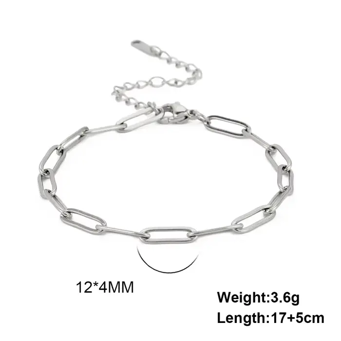 Bracelet en acier inoxydable pour femmes, chaîne en trombone, bijoux minimalistes, cadeau pour ami, 