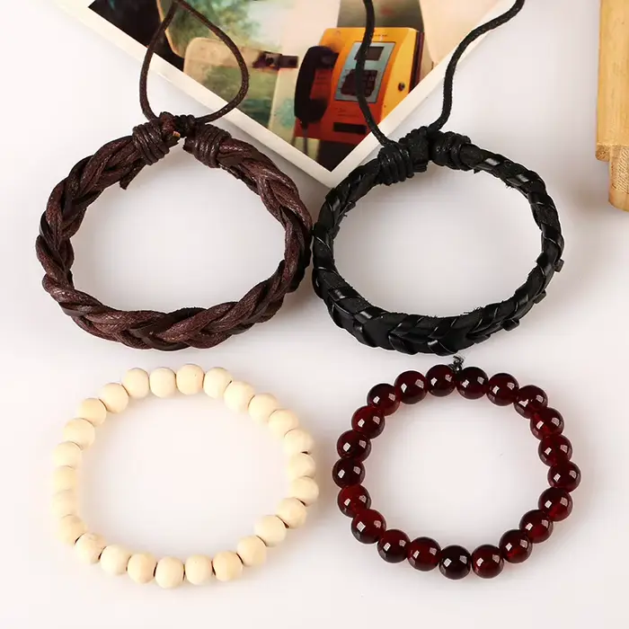 Bracelet en cuir tissé à la main pour hommes