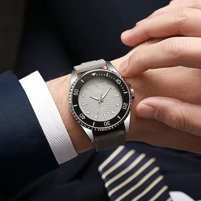 Montre homme silicone quartz décontractée et élégante pour homme, parfait pour activités sportives et sorties décontractées