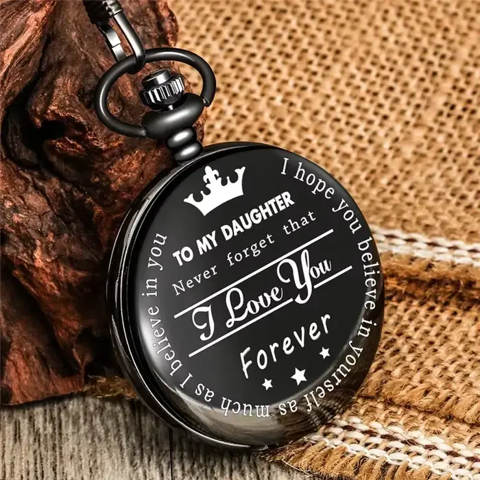 Montre de poche analogique à quartz « Je t'aime pour toujours » pour fille
