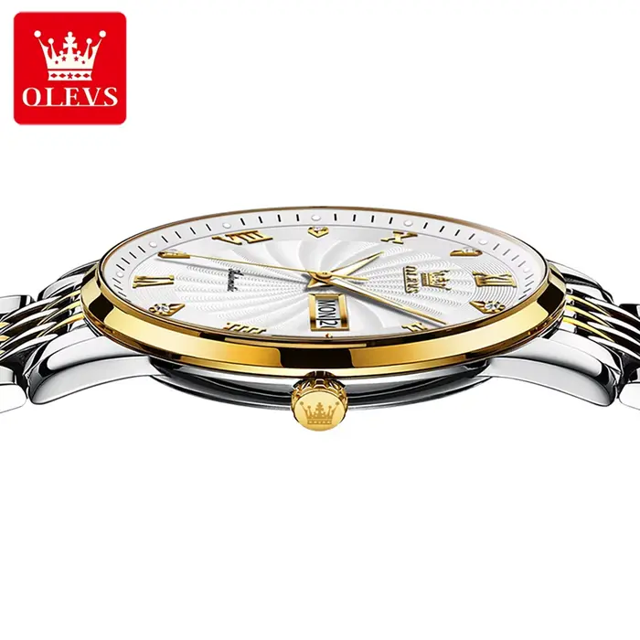 OLEVS Top marque automatique mécanique hommes montre cadran fileté étanche bracelet en acier inoxydable classique