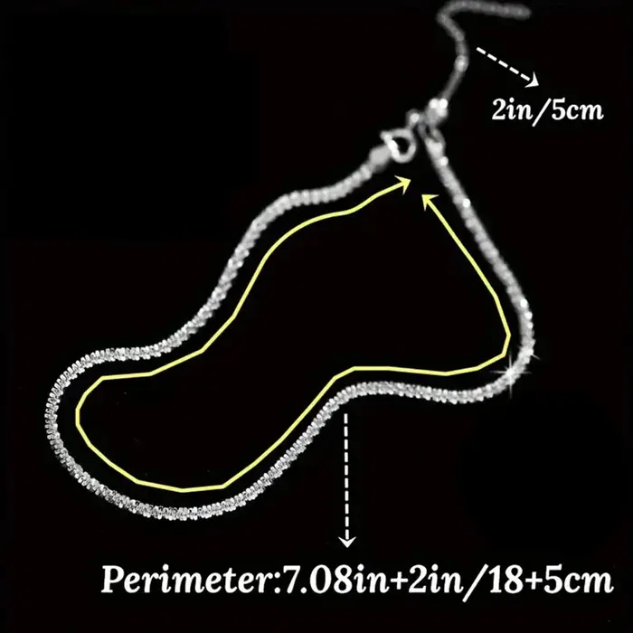 Chaîne de cheville scintillante en argent sterling S925
