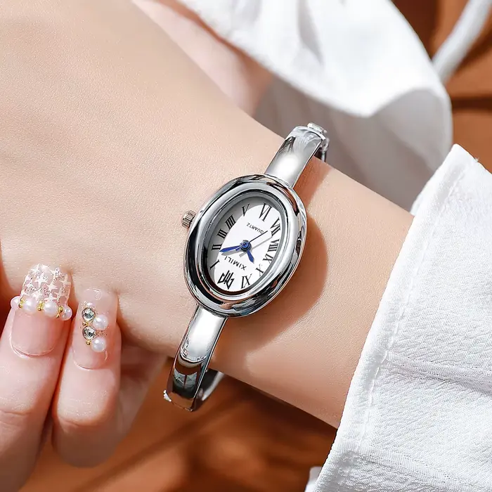 Montre Quartz Luxe Femme Sport Argent Acier Étanche Occasions Spéciales Robe Entrainement Soirées
