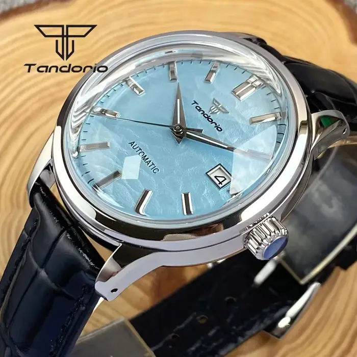 Montre Tandorio Double Dôme Saphir NH35 Mécanique Hommes Plongeur Occasions Spéciales Elégante Robuste Quartz Argent Brun Or Rouge