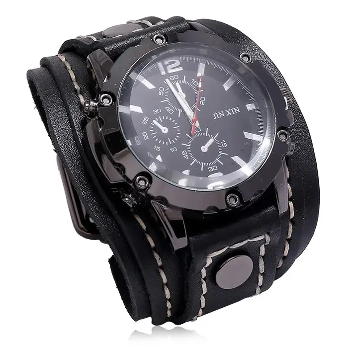 Montres à Quartz pour hommes montre-Bracelet de luxe 2024 bracelet en peau de vache montre de Style Punk