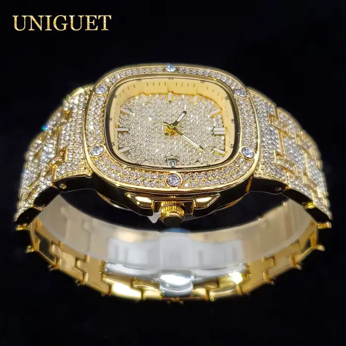 Montres en or pour hommes carré Design classique montre