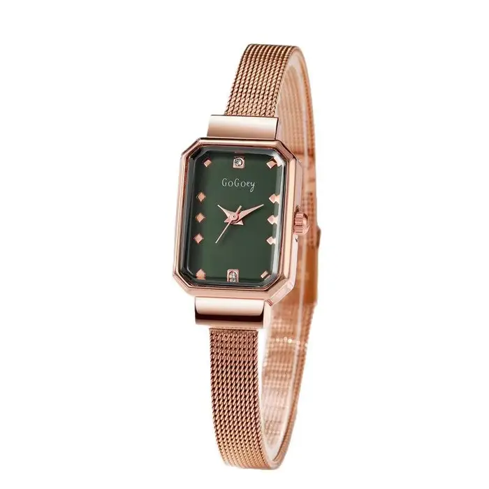 Montre élégante à Quartz pour Femmes avec Bracelet en Acier Inoxydable Forme Rectangulaire Occasions Spéciales