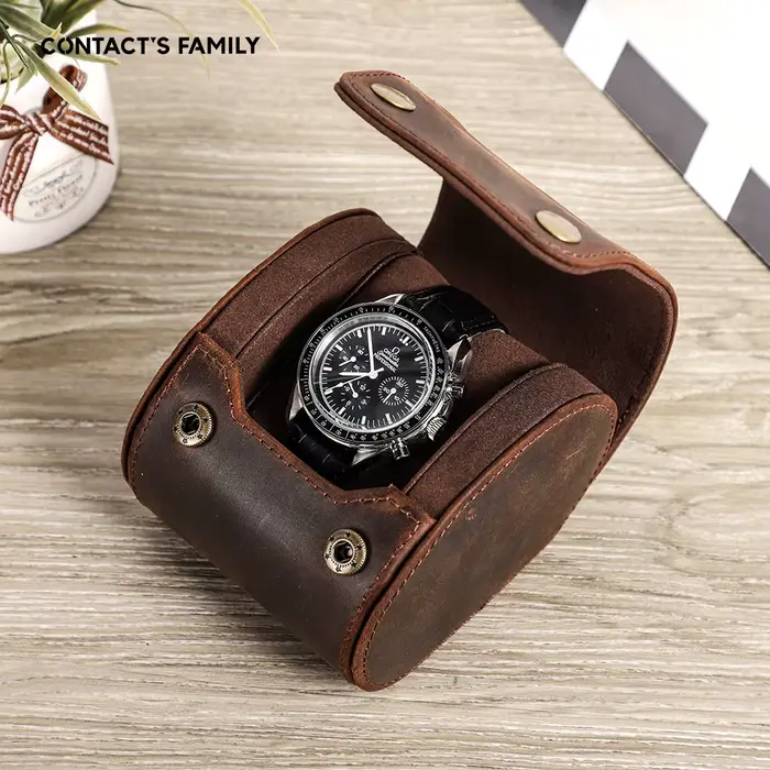 Boîte de présentation de montre de luxe en cuir de cheval