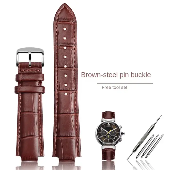 Bracelet de montre en cuir véritable pour homme et femme