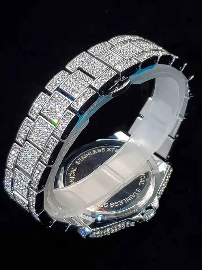 Montre à Quartz pour Hommes Luxe avec Calendrier Complet, Luminosité des Aiguilles, Fermoir Caché à Bouton-Poussoir Occasions Spéciales