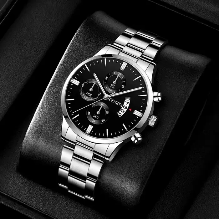 Mode hommes montre de luxe calendrier Quartz montre-Bracelet montres d'affaires homme horloge mâle Bracelet