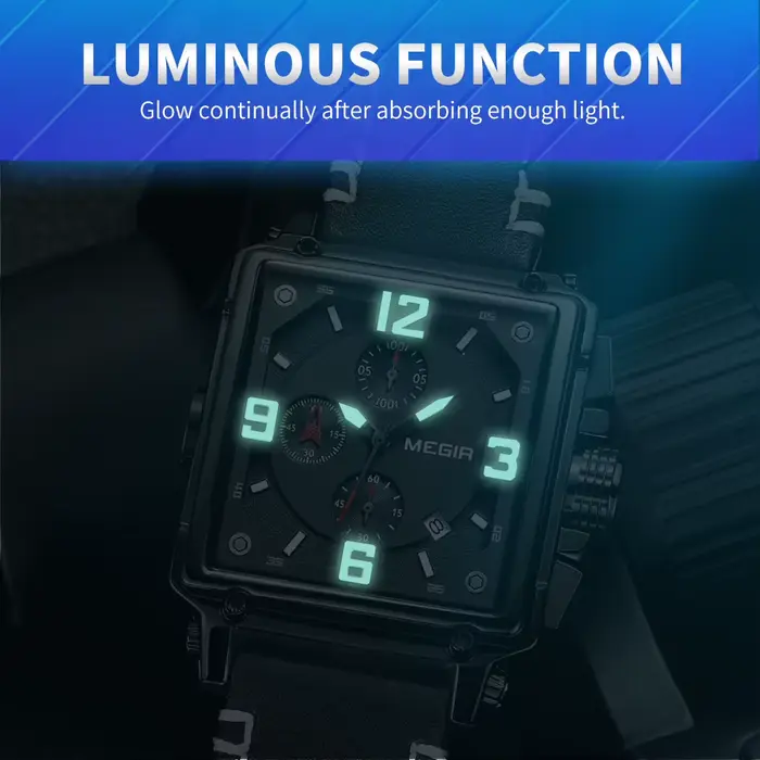 MEGIR Original mode carré montres à Quartz hommes sport militaire Montre-bracelet calendrier étanche chronographe mâle Montre Homme