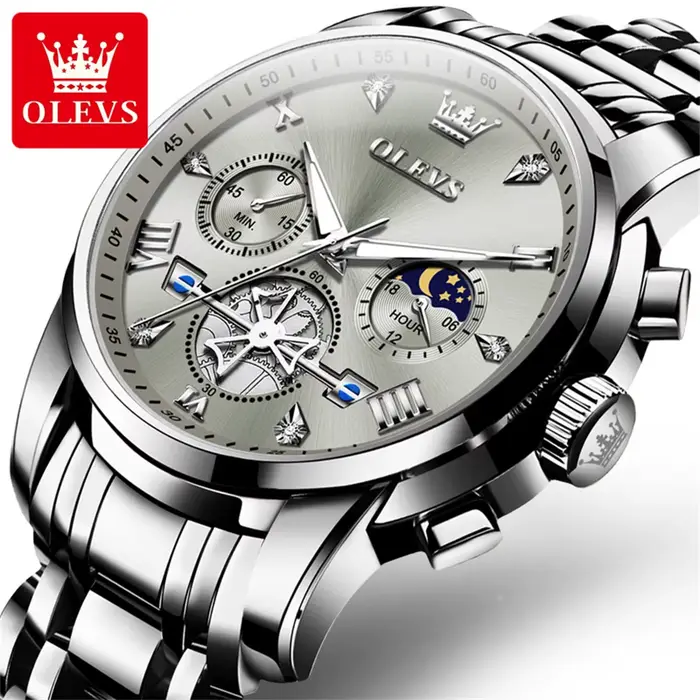 OLEVS 2856 montres pour hommes classique multifonctionnel Fltwheel chronographe Original montre-brac