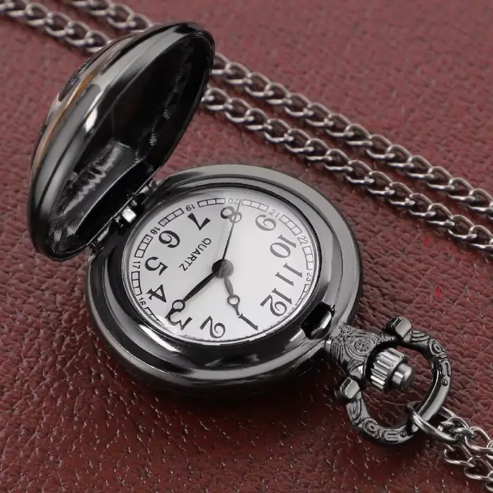 Montre de poche vintage en forme de dôme en verre avec maçonnerie mystérieuse, collier pendentif, horloge, cadeau pour homme, souvenir pour enfant, bracelet de poignet en acier inoxydable, quartz, occasion spéciale