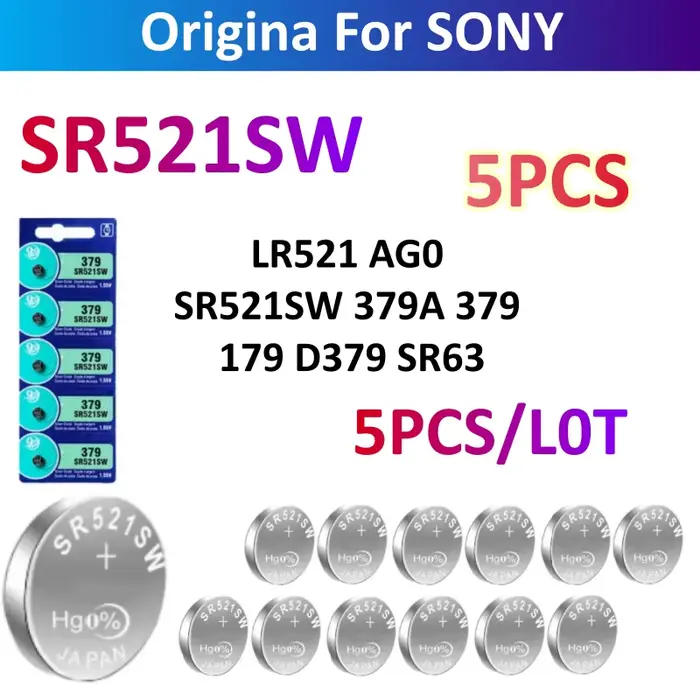 Batterie de montre argentée pour Sony 337 SR416SW