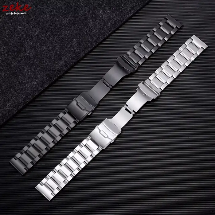 Bracelet noir argenté pour Seiko