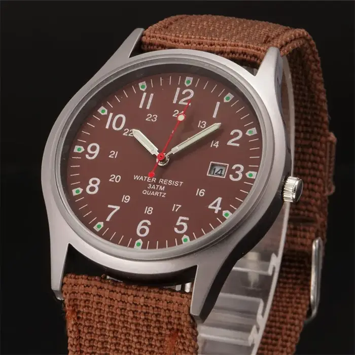 1 pièce / Lot Montres de marque pas chères pour hommes Montre Homme Mode Bracelet en nylon Sport Militaire Date Quartz Horloge Barato Erkek Saat Relogio