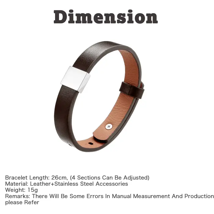 Bracelet personnalisé en cuir noir pour homme