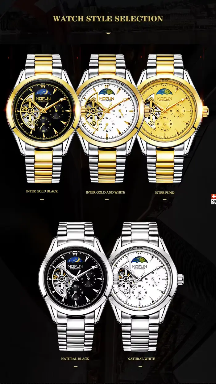 Montre automatique de luxe pour homme BINBOND