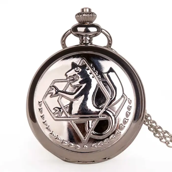 Montre de poche à Quartz Antique FullMetal alchimiste Edward Elric Cosplay avec pendentif collier hommes femmes
