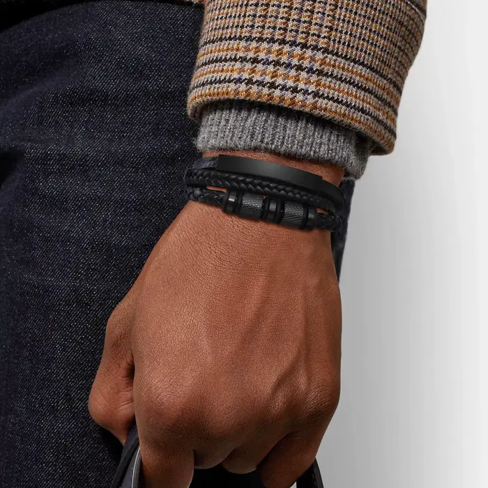 Vnox Bracelet en cuir tressé personnalisé pour hommes
