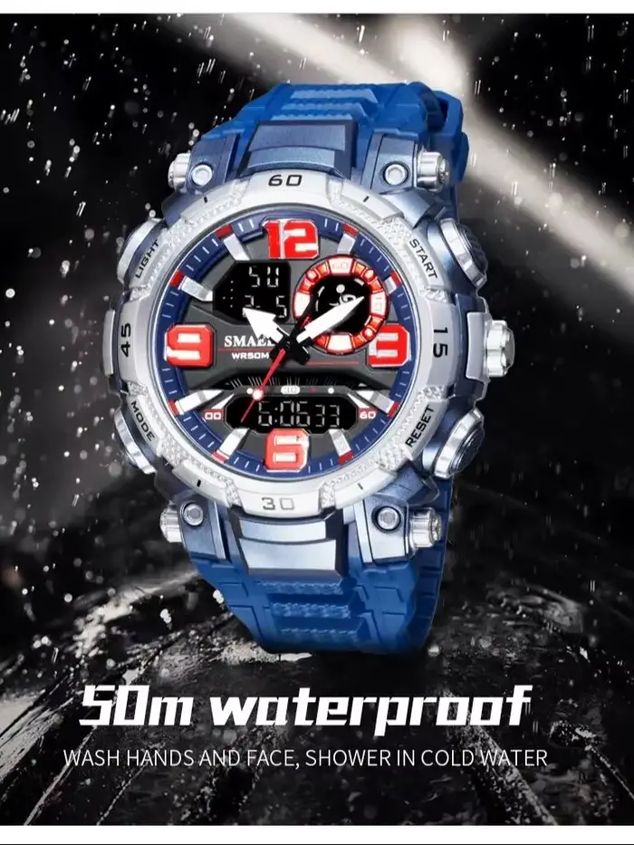 SMAEL-Montre à quartz étanche pour homme, chronomètre, montres LED, horloge masculine, montres de sp